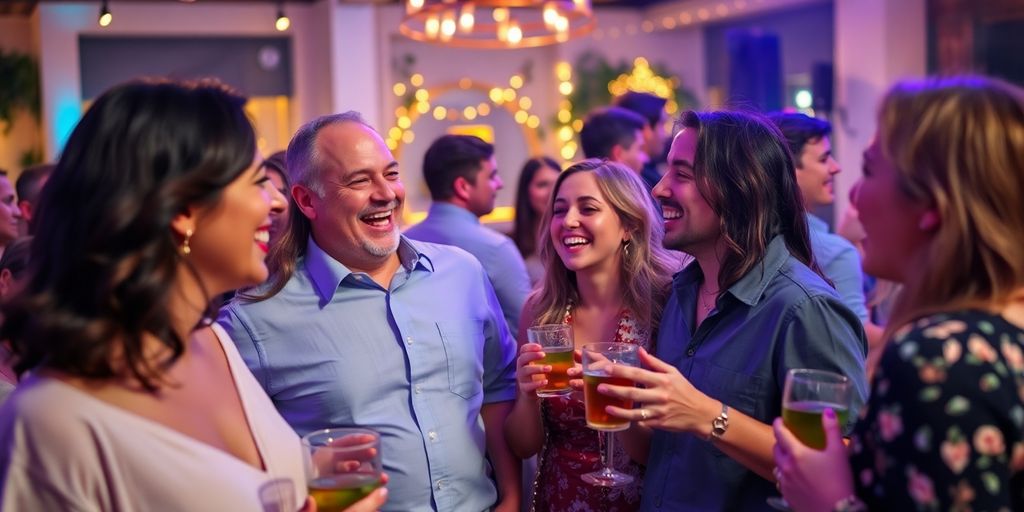 Couples enjoying a lively party atmosphere together