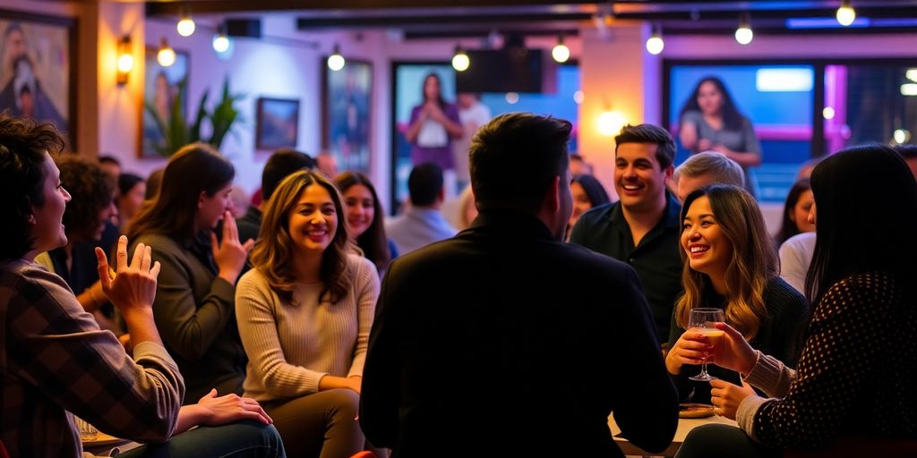 Couples enjoying a lively sharing wife party together