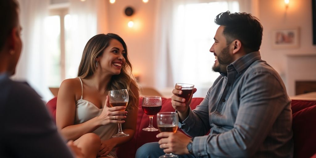Couples enjoying a relaxed and intimate gathering together