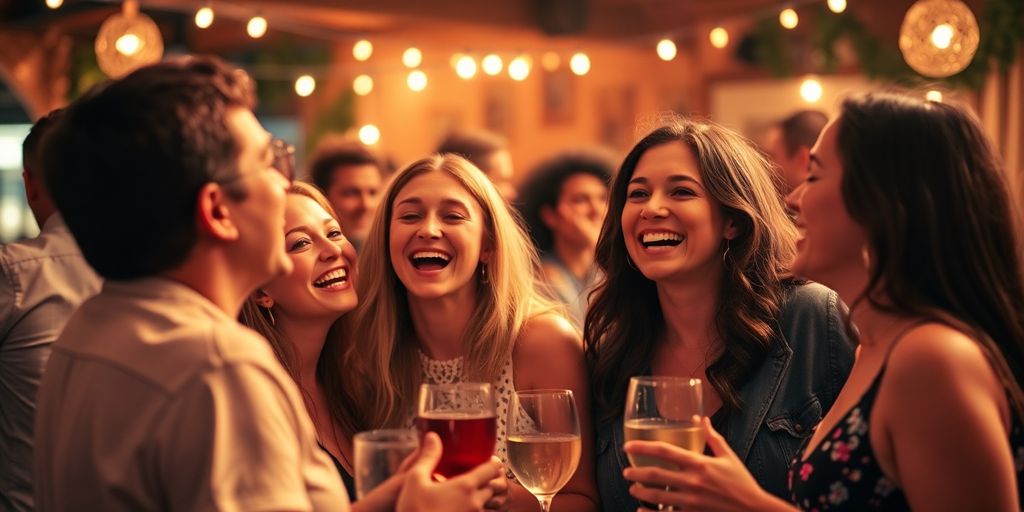 Couples enjoying an intimate gathering full of laughter