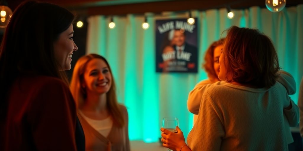 Couples sharing smiles and embraces in a cozy setting