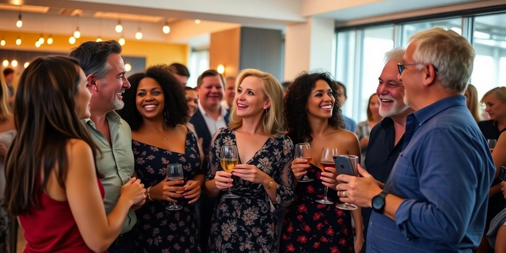 Couples socializing at a lively swinging event.