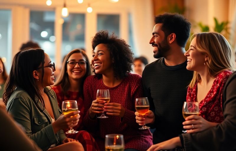 Diverse couples enjoying a lively evening together