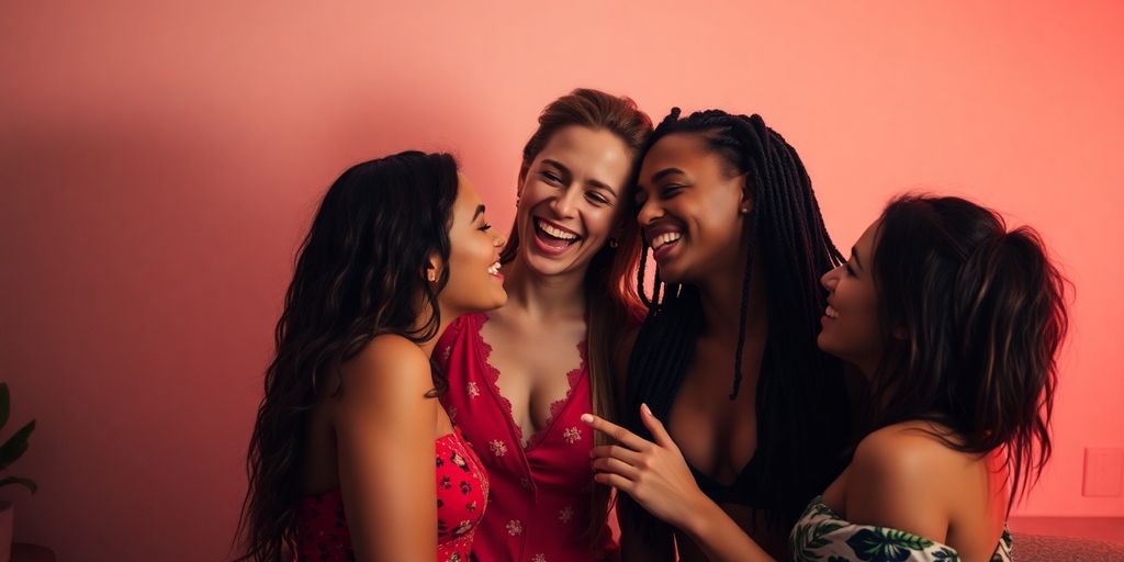 Four diverse individuals sharing an intimate moment together