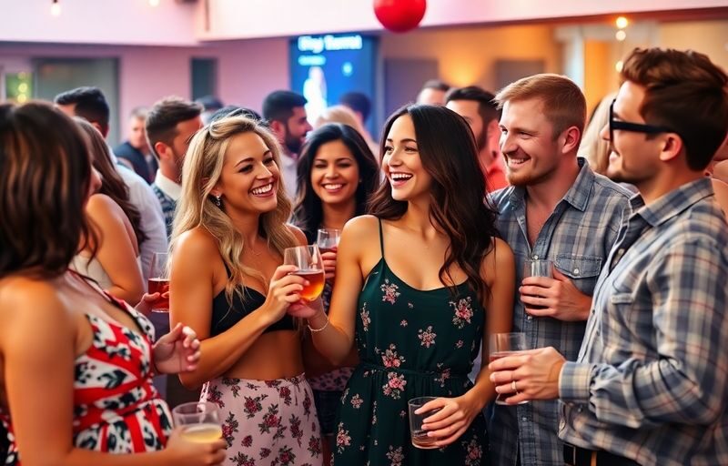Group of couples enjoying a social gathering together.
