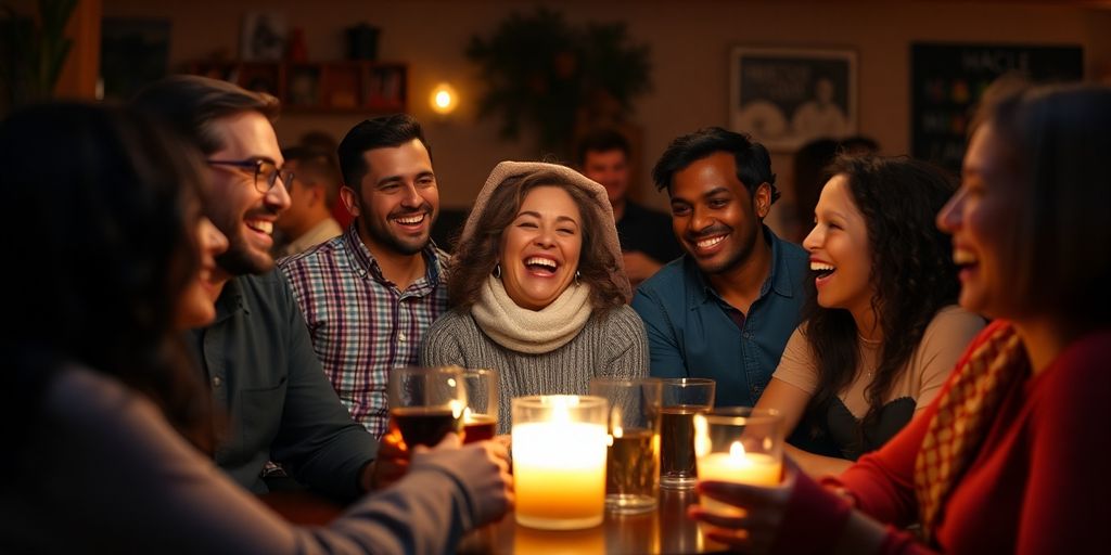 Group of friends enjoying a joyful gathering together