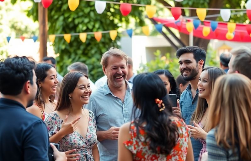 Group of people enjoying a lively outdoor meet-up event