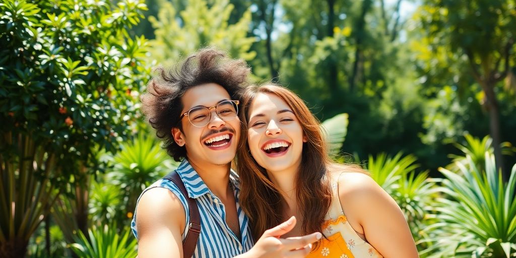 Happy couple enjoying time together in a beautiful setting