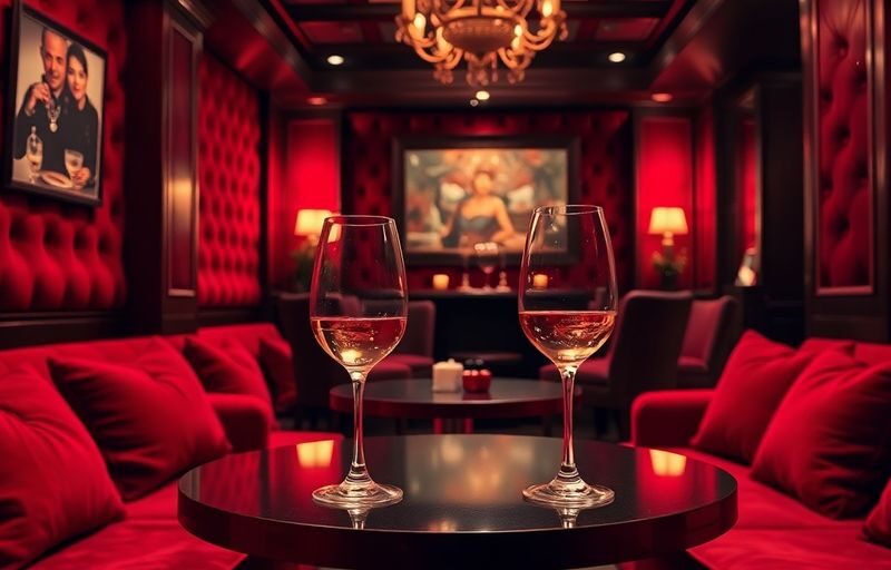 Intimate red room with plush decor and soft lighting