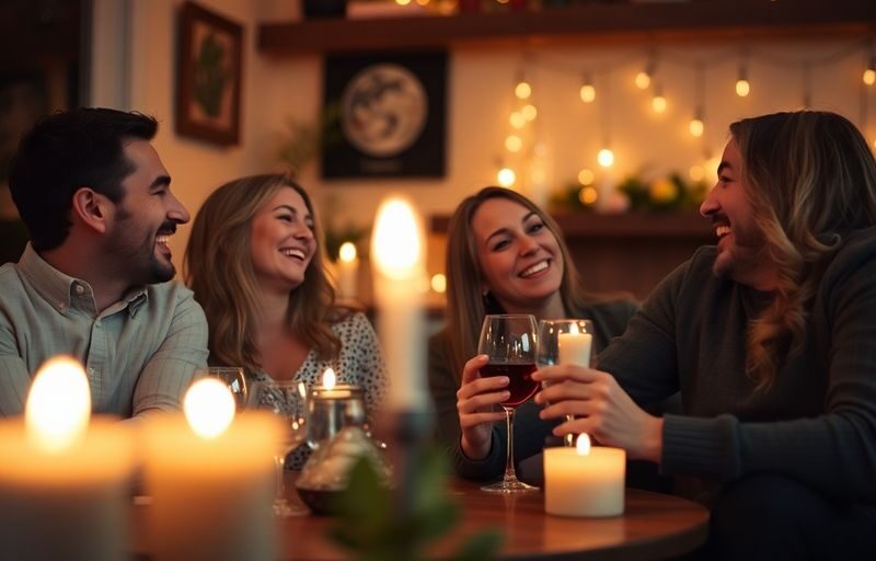 Two couples enjoying an intimate evening together