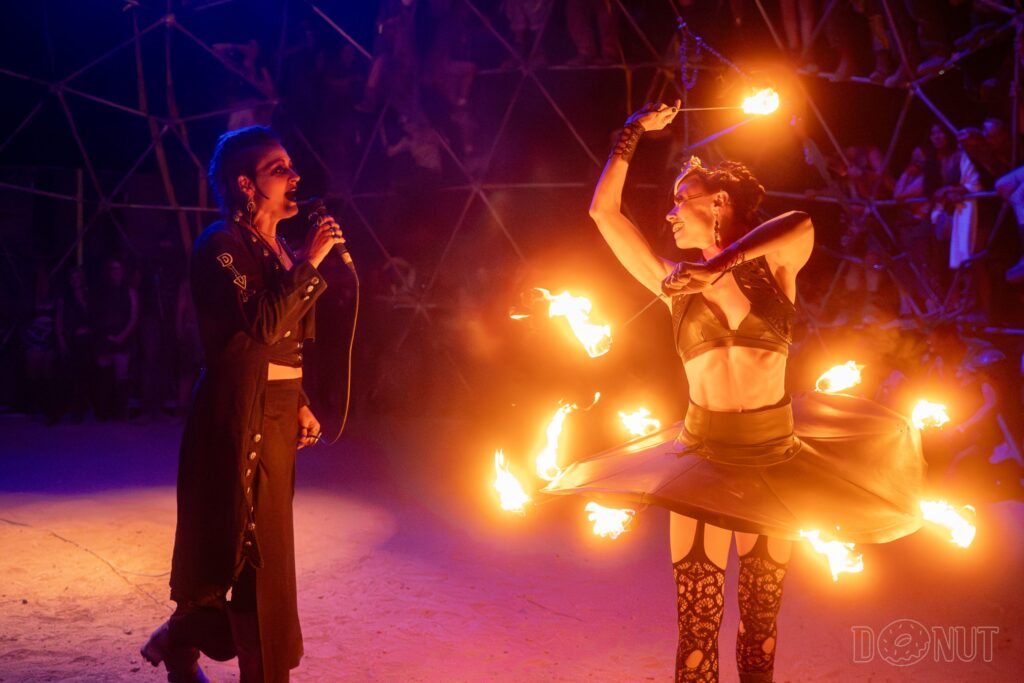 Woman dancing in fire