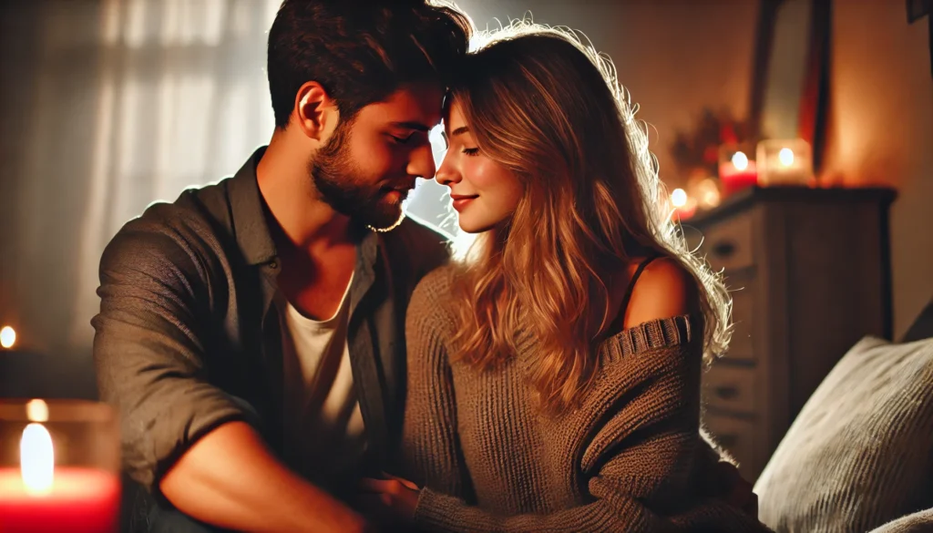 couple enjoying an intimate and inviting moment together