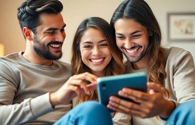 Couple using a digital tool to find their match.