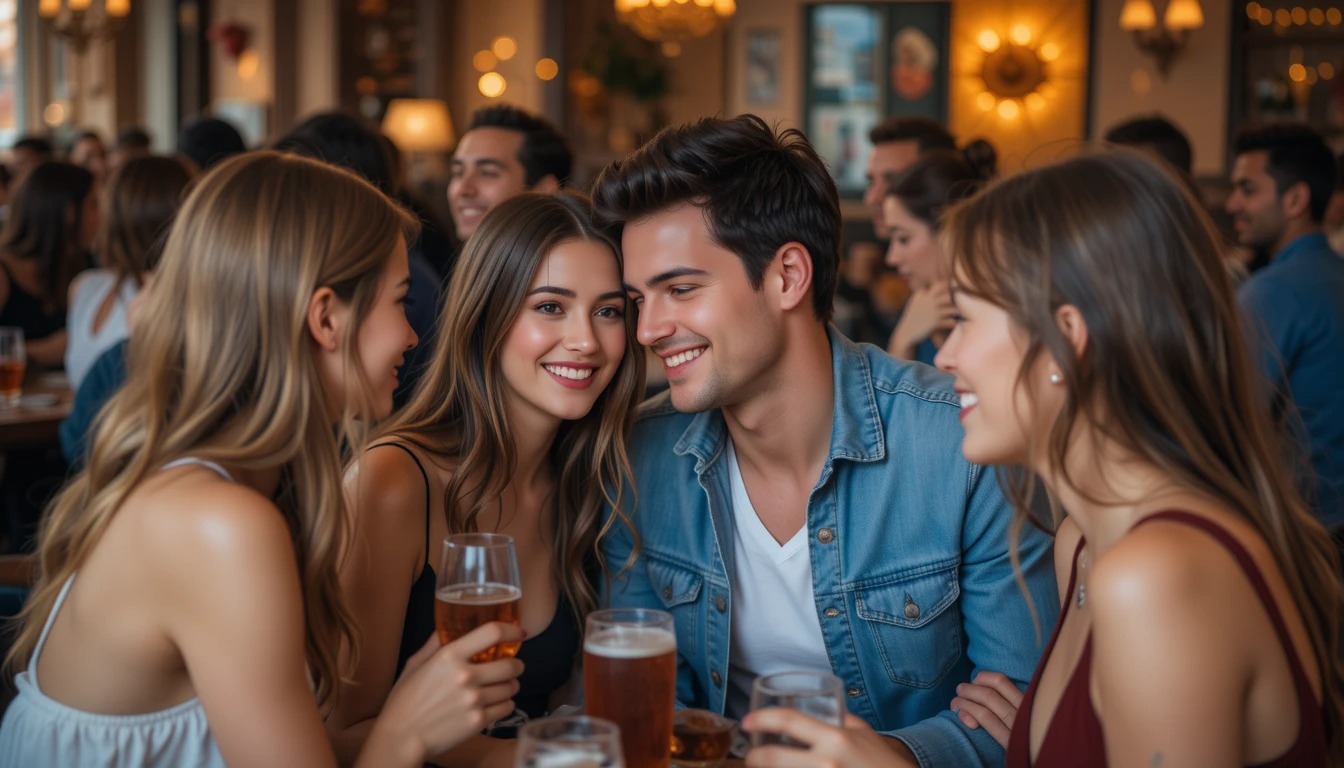 Diverse group enjoying a social gathering in a cozy space.