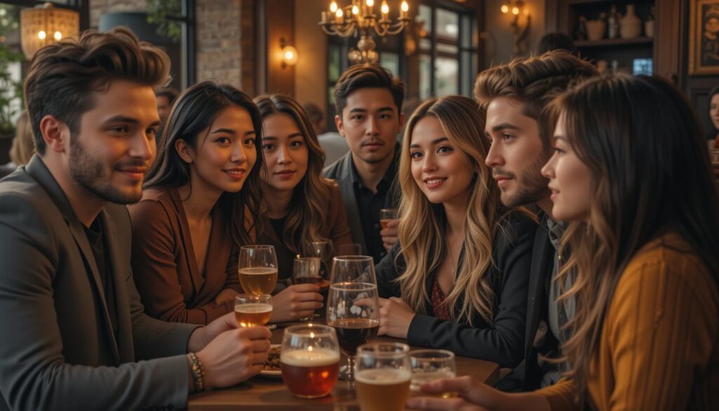 A cozy, intimate gathering of diverse individuals.