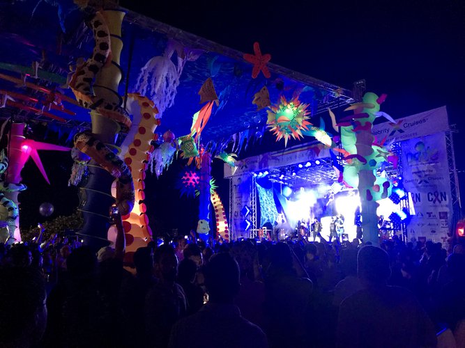 Band performing in the stage