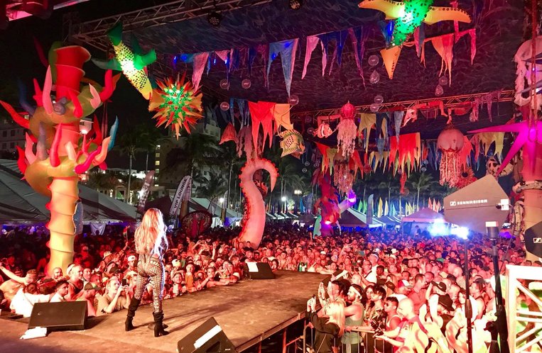 Woman performing in the stage