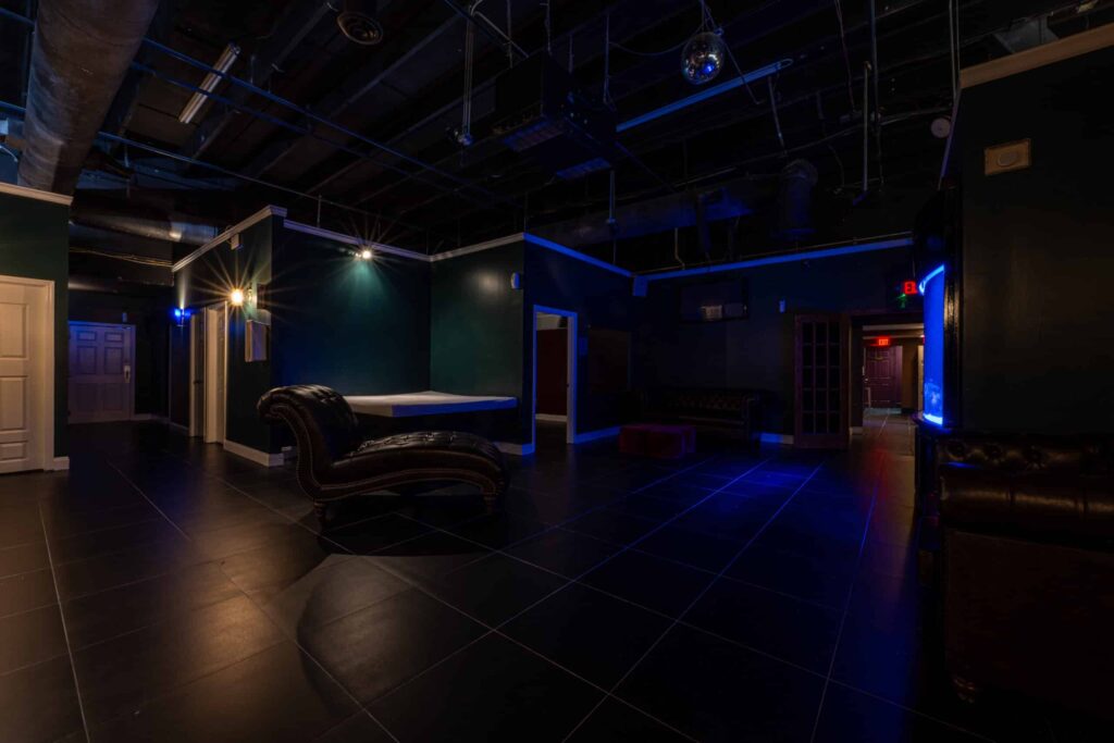 Hallway in the club with couch