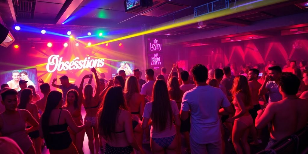 Colorful nightlife at Obsessions Night Club in Thailand