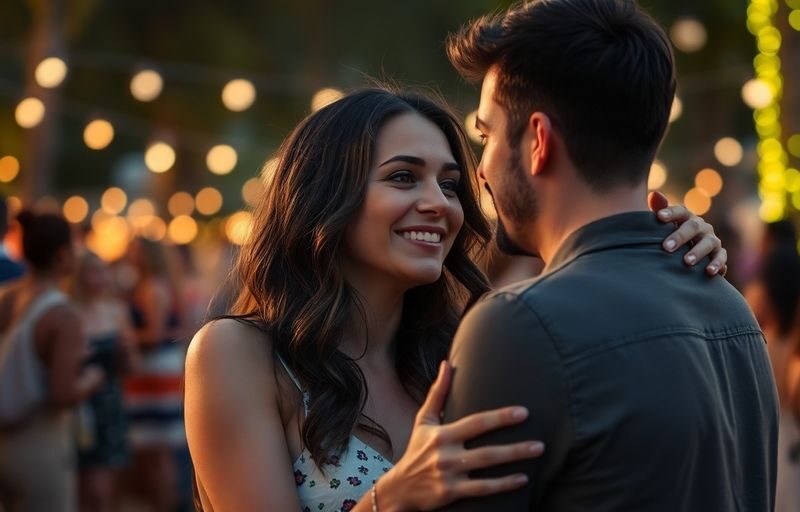 Couple enjoying a playful moment at a gathering
