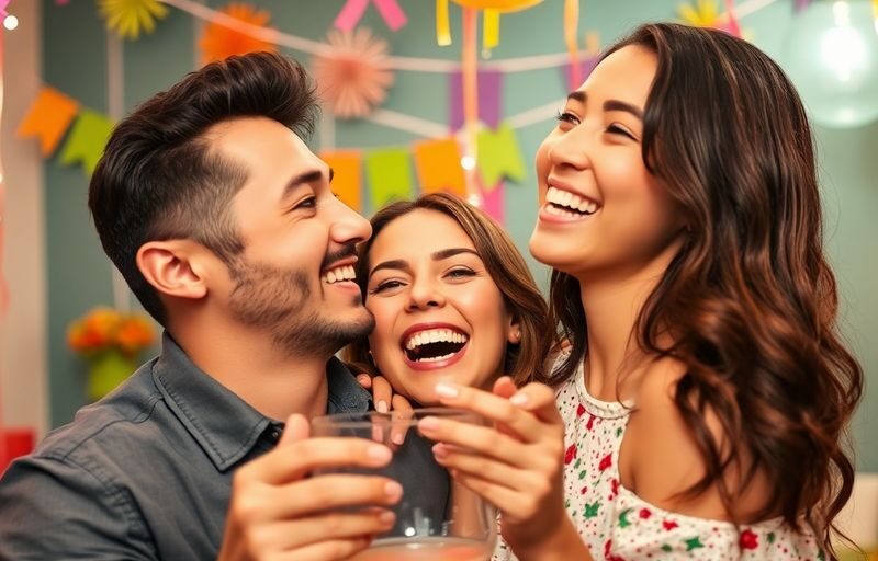 Couple enjoying a playful moment at a lively party