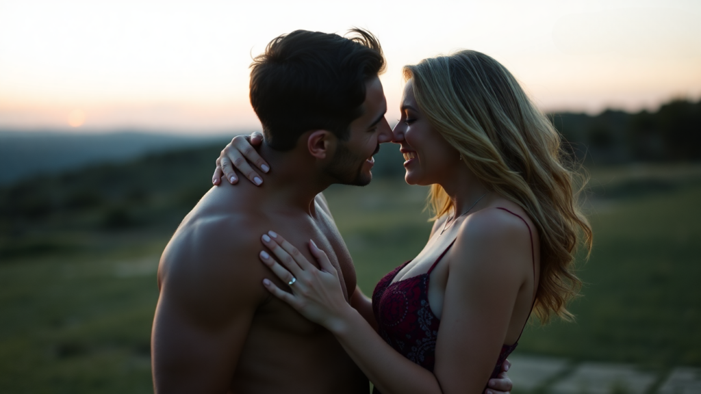 Couple enjoying intimate connection and exploration together