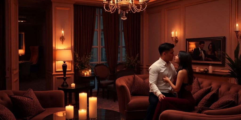 Couple in an intimate, stylishly decorated setting