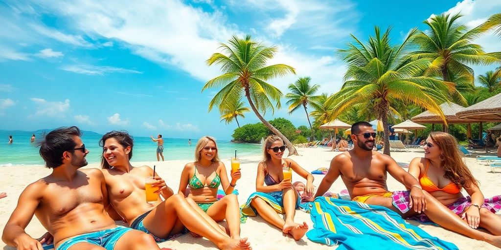 Couples enjoying a beach day in Thailand's swinger scene