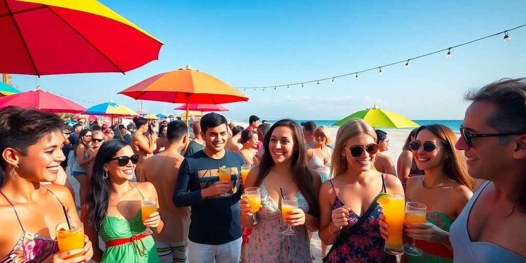 Couples enjoying a beach party in Thailand
