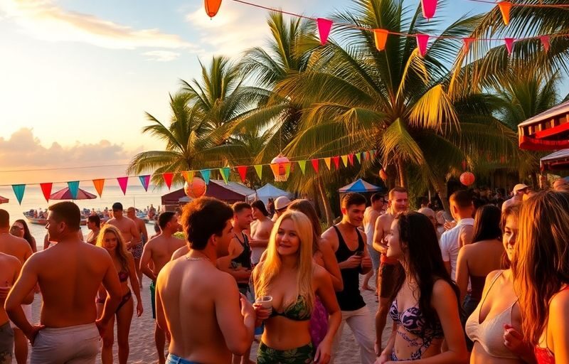 Couples enjoying a beach party in Thailands swinger scene
