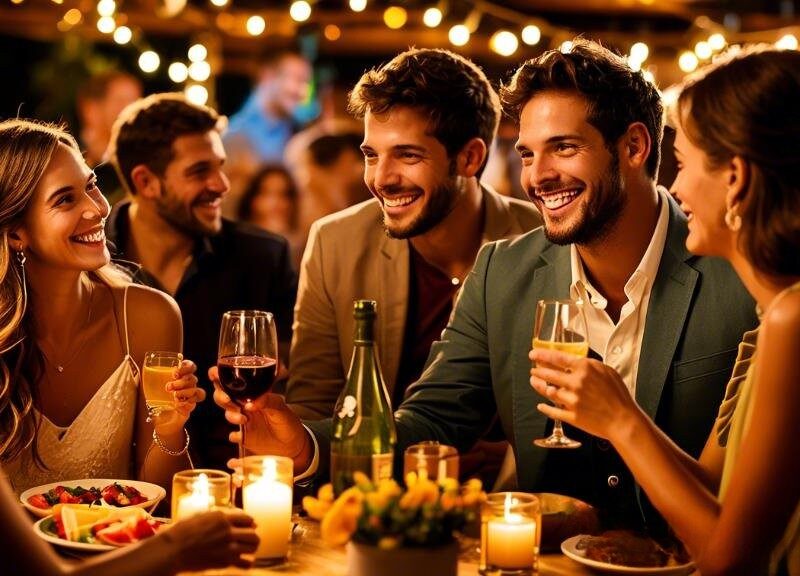 Couples enjoying a lively social event