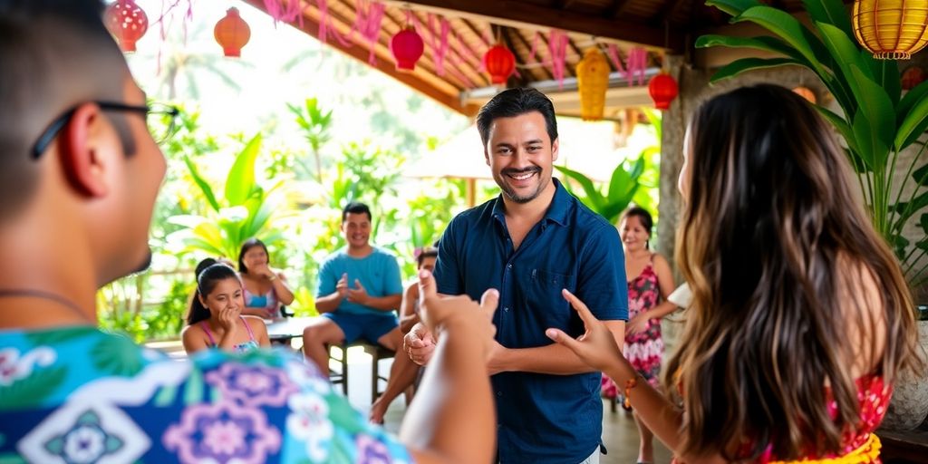 Couples enjoying a workshop at a Thai resort