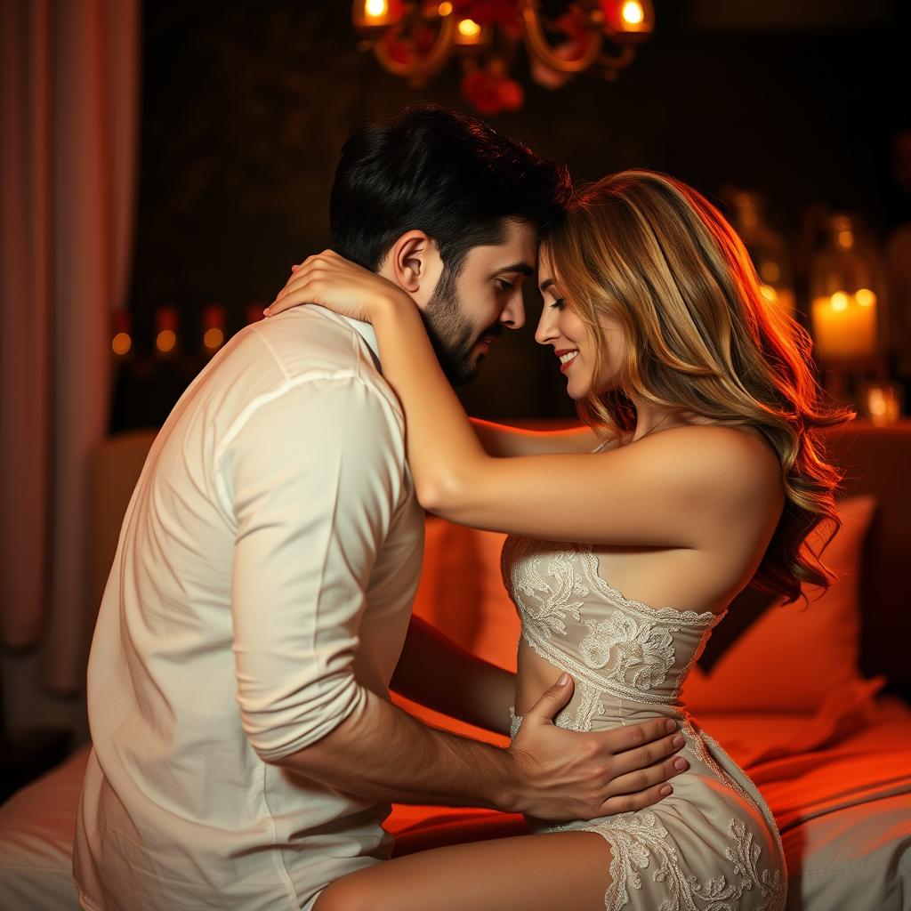 Couples exploring intimate positions in a romantic setting