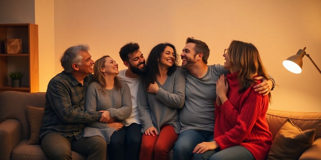 Couples joyfully embracing in an intimate setting