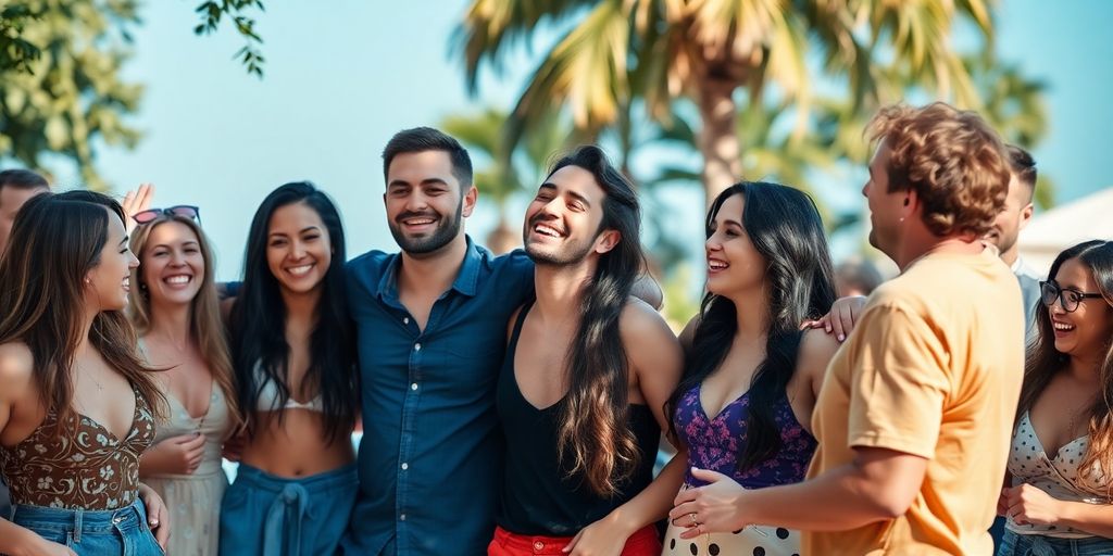 Couples socializing openly at a lively outdoor gathering