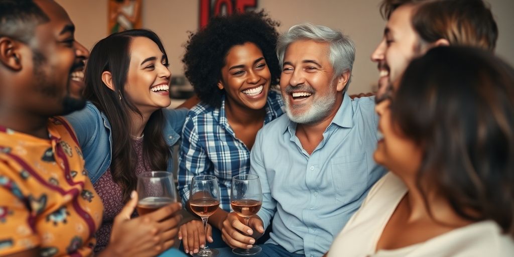 Diverse couples enjoying a joyful and intimate gathering
