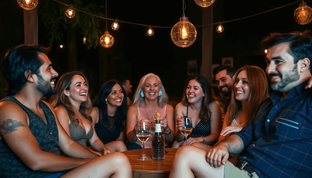 Diverse group enjoying a swinger community gathering