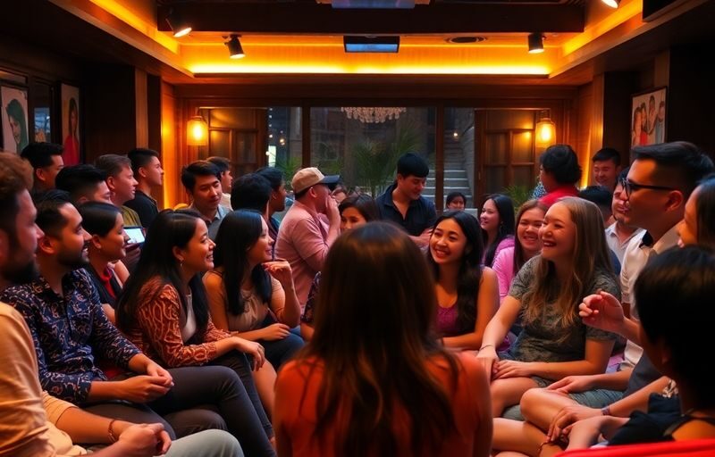 Diverse group enjoying intimate community gathering in cozy space