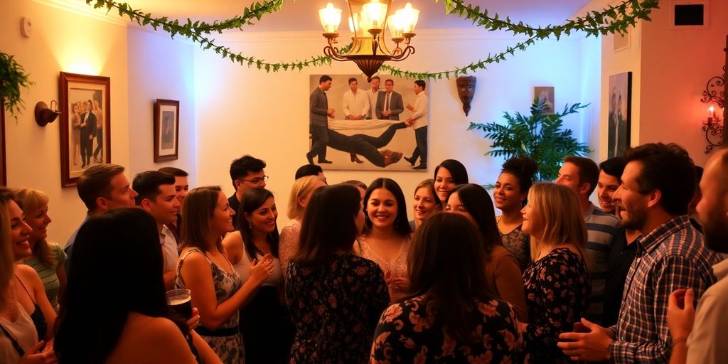 Diverse group of people socializing at a party