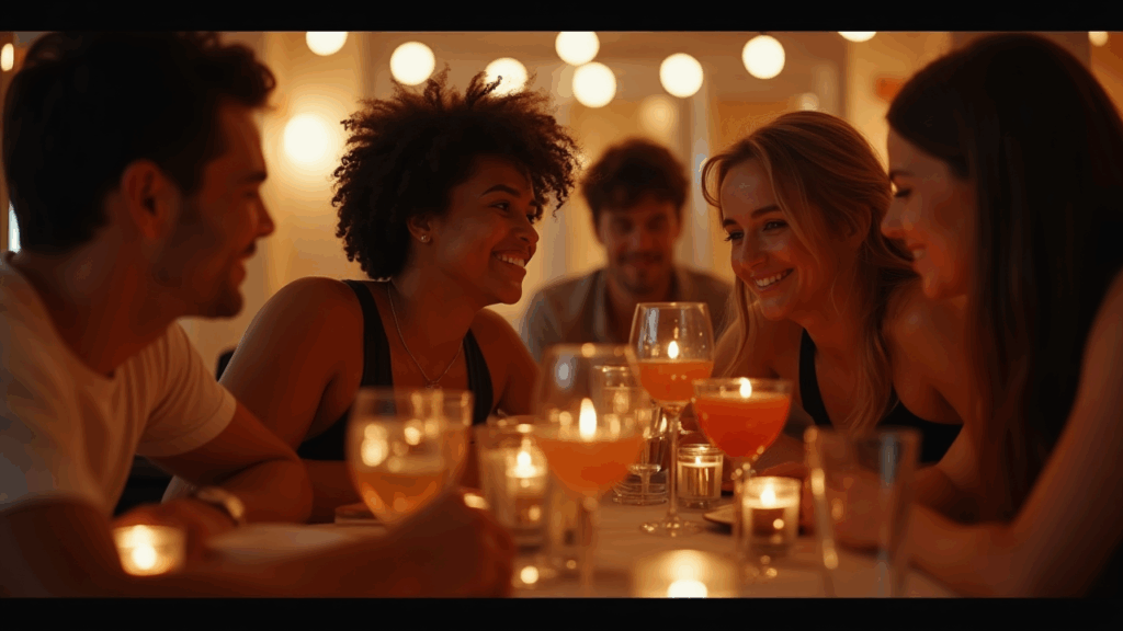 Diverse individuals enjoying an intimate group encounter