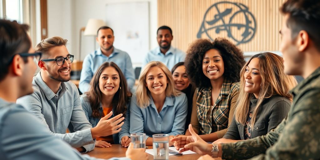 Diverse people engaged in open dialogue about sexual taboos.