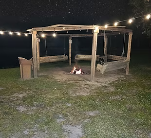 Fire pit with Swing Benches