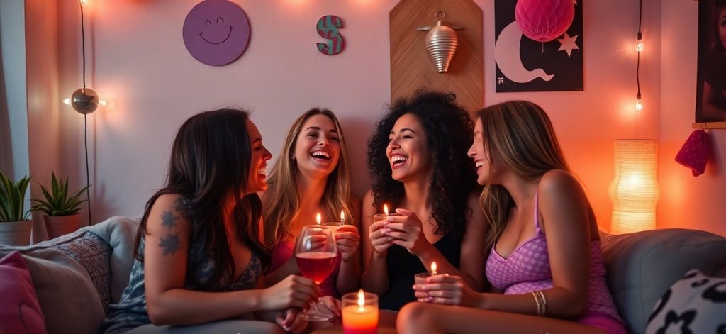 Four friends enjoying an intimate moment together in a cozy setting.