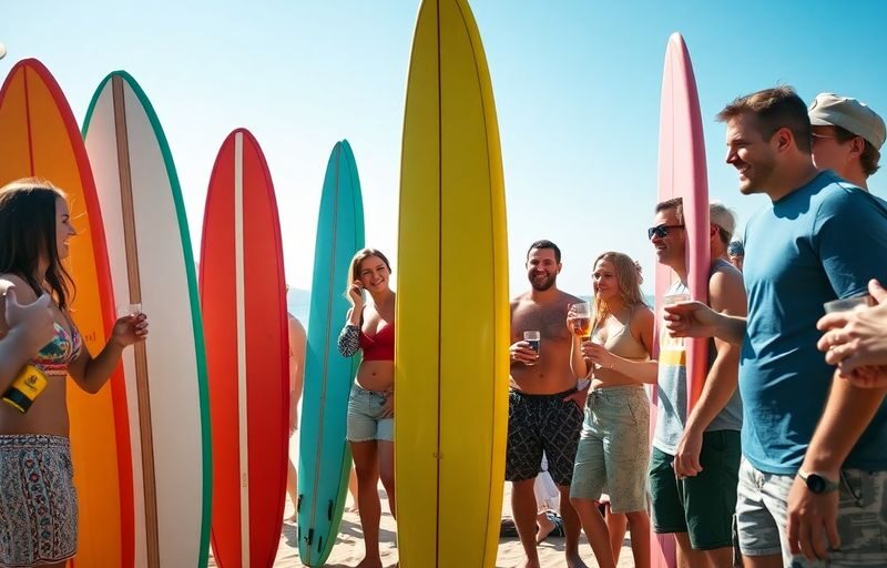 Friends enjoying a quiver swinger meet-up at the beach