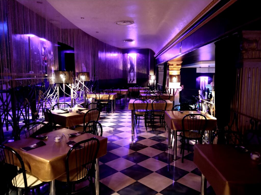 Dining tables in the club