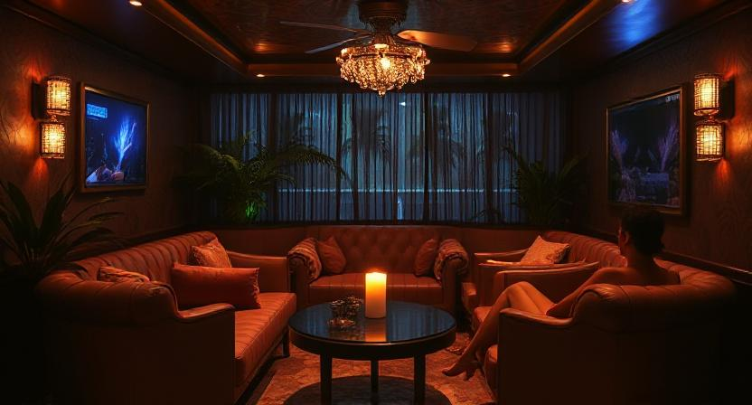 Intimate interior of a swinger club in Honolulu