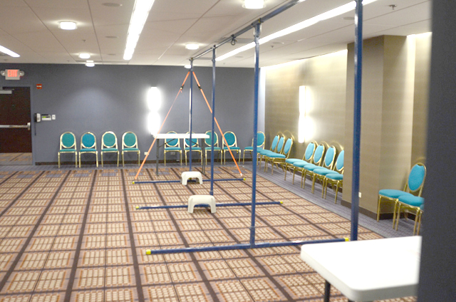 Play space in the club with pole