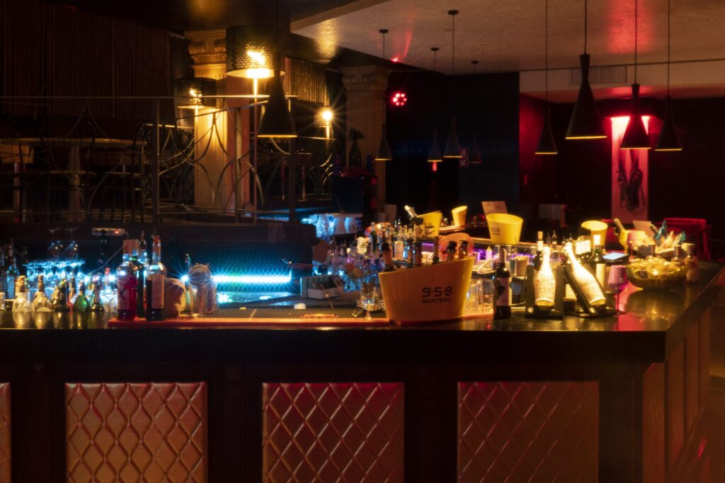 Wines and glasses on the table