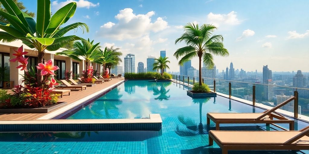 Poolside view of The InterContinental, Bangkok, Thailand.