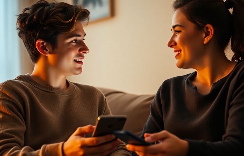 Young couple sharing an intimate conversation in cozy setting